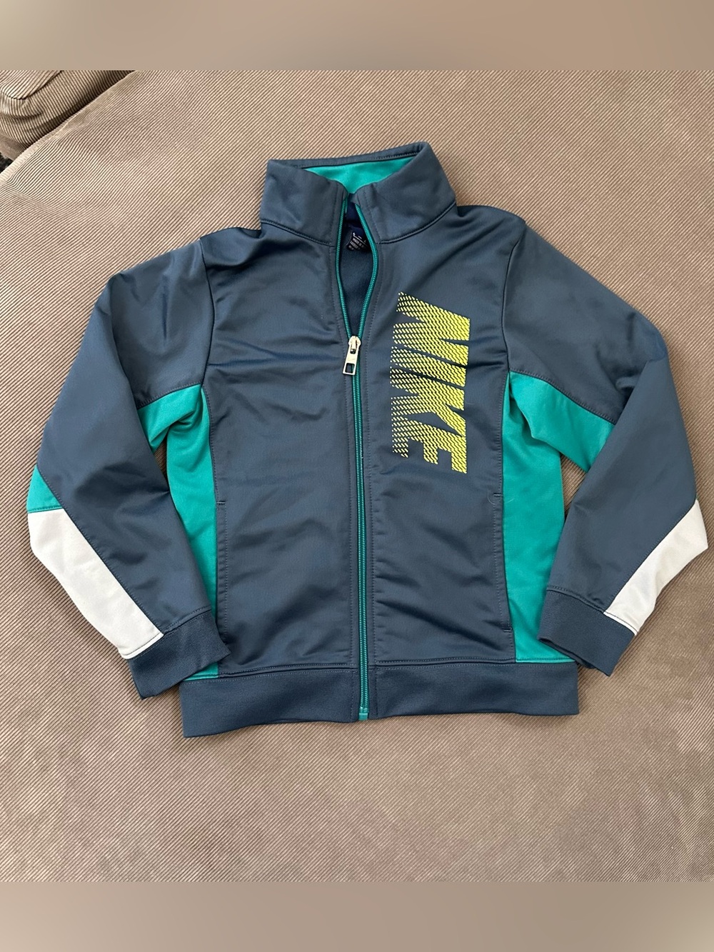 Vintage Y2K Nike Full Zip Track Jacket Navy Blue Toddler Size 6 Spellout Logo